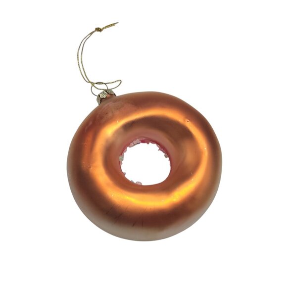 Donut-Shaped Glass Christmas Tree Ornament With Pink Frosting Sprinkles - Picture 5 of 8